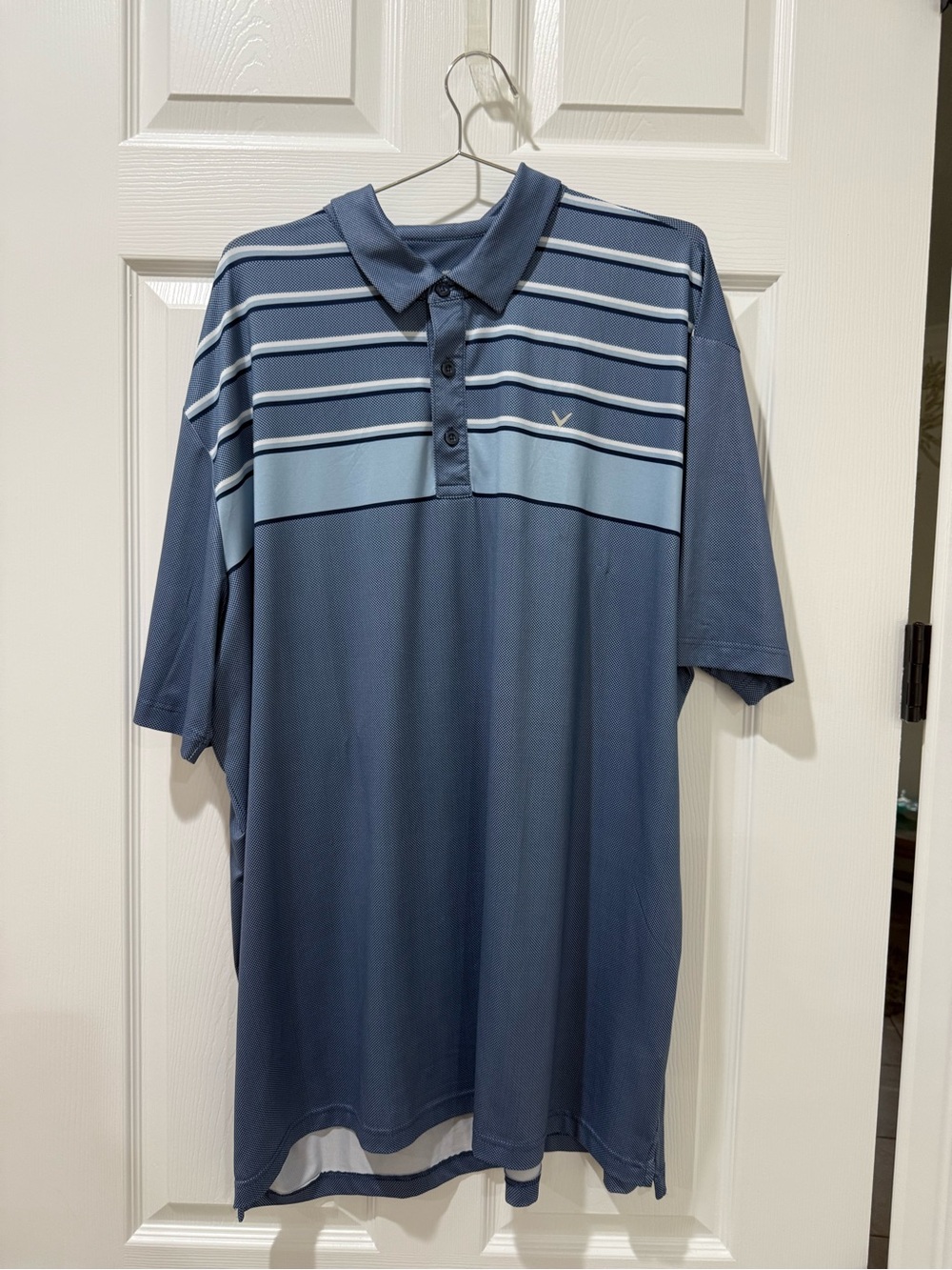 Callaway Navy & Light Blue Striped Men's Golf Polo